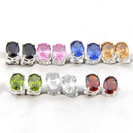 10st LuckyShine 86mm Valfritt klassiskt mode Morganite Peridot Garnet Gems Silver Stud örhängen Kvinnor CZ Zircon Studörhängen JE236J