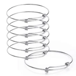 5pcs Stainless Steel Wire Blank Bangle Bracelet Expandable Charm Bracelet Double Loops Style for Diy Jewelry Making Q0717317E