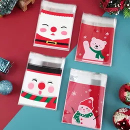 Christmas Decorations 100PCS Pack Baking Cookies Bag Self adhesive Biscuit Gift Candy For Party Supplies Favor 231130