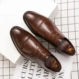 Dress Shoes European Station Men Arrival Pointed Splice Casual Fashion Derby Leather Shoes Black Brown Sizes 38-48 Free Delivery Men S 231130