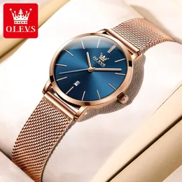 Zegarki damskie Olevs Watch Women Rose Gold Barecelet Top Brand Luksus Japan Ruch Kwarc Ultra Thin Ladies Watch Data 231201