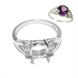 Anéis de cluster Beadsnice Sterling Silver 925 Jóias Finas Acessórios Redondos DIY Semi Mount Gem Ring Setting Diamond Wedding2748
