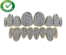 Tänder grillz hiphop smycken set män kvinnor isade ut diamant grill lyxdesigner hiohop bling tillbehör rappare mode charms c5914967