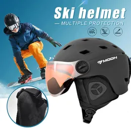 Ski Helmets Helmet Snowboard Adjustable Integrated Snow Sports with Goggles Protective 16 Vents for Men Women 231130