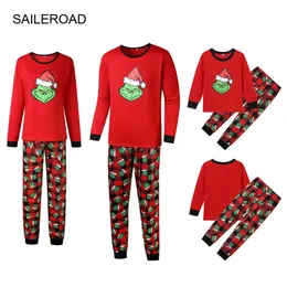 Passende Familien-Outfits SAILEROAD Familien-passende Weihnachts-Alien-Pyjamas-Sets für Eltern-Kind-Schläfer Weihnachten Kinder Homewear Jahresoutfits 231130