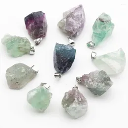 Collane con ciondolo Pietra naturale Cristallo irregolare Collana con pendenti in fluorite originale Ciondola Ciondoli Reiki Gioielli fai da te Moda minerale grezza