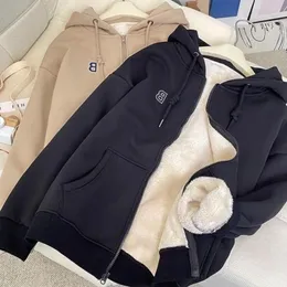 여성용 후드 조절 가능한 후드 스웨트 셔츠 플러시 포켓을 가진 아늑한 유니esx 후드 코트 가을/겨울에 여자를위한 따뜻한 세련된 재킷
