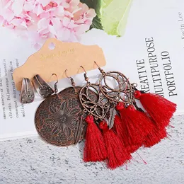 Dangle Earrings 2023 Trendy Bohemian Ethnic Tassel For Women 3 Pairs/Set Bronze Carved Jewelry Fashion Accessories