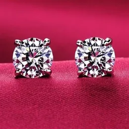 2017 White Gold Plated 4 Prongs Sparkling Cubic Zirconia Simulated Diamond Post CZ Stud Earrings 3mm 4mm 5mm 6mm 8mm 10mm237G