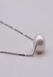 Pearl Pendant Necklace Natural White Round Freshwater Pearl 925 Sterling Silver Chain Women039s Pearl Necklace 2176372