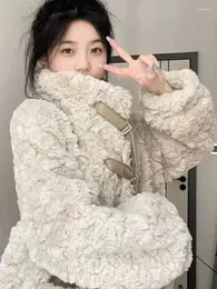 여자 재킷 y2k aesthetic All Match 한국 푹신한 탑 두꺼운 따뜻한 빈티지 캐주얼 재킷 일본 겨울 패션 느슨한 달콤한 코트