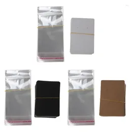 Jewelry Pouches Earring Display Cards Blank Paper Tags Displaying With Card Adapter 100Pcs Self- Bags