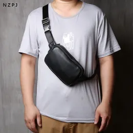 Waist Bags NZPJ Genuine Leather Men's Chest Bag Natural Cowhide Crossbody Casual Shoulder Sports Multifunctional Phone 231130