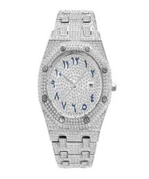 Часы Iced Out с бриллиантами и цирконием, роскошные ювелирные изделия Gold Sier на заказ для мужчин и женщин, водонепроницаемые кварцевые часы6824687