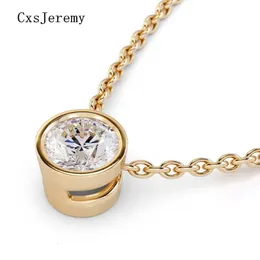 Halsketten mit Anhänger CxsJeremy Halskette aus massivem 14 Karat 585er Gelbgold, Mitte 0,8 Karat, 60 mm, DEF-Farbe, Lab-Grown-Diamant-Halskette für Damen, 231130