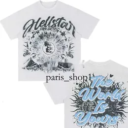 Мужские футболки Hellstar Хлопковая футболка Cdgs Мода Черные Мужчины Женщины Bape Дизайнерская одежда Мультяшная графика Панк-рок Топы Lanvin Summer High 774