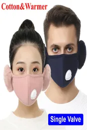 2020 Neue Designer Erwachsene Winter Warme Atemventil Gesicht Ohr Maske Ohrenschützer Outdoor Baumwolle Vollgesichtsmaske Wiederverwendbar Waschbar Coldproo2835444