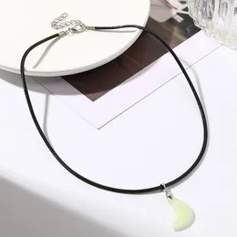 Pendant Necklaces Green Luminous Mushroom Love- Hexagon Couple Necklace Natural Stone Geometric Fashion Jewelry Gift