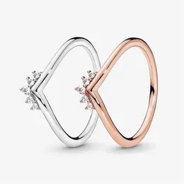 Yeni Marka 100% 925 STERLING Gümüş Tiara Wishbone Yüzüğü Kadınlar İçin Düğün Nişan Yüzükleri Moda Takı Aksesuarları227W