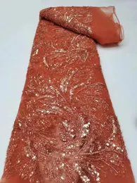Narzędzia rzemieślnicze luksusowe afrykańskie cekiny z tkanin koraliki haft haft haft groom Nigerian Bridal Wysokiej jakości francuski tiul na ślub 231130
