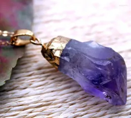 Pendant Necklaces 1PC Natural Amethyst Quartz Crystal Chakra Healing Stone Fashion Couple Decoration DIY Gift