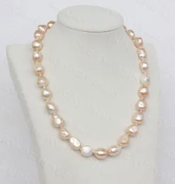 Chains JQHS Natural Polygon 43cm 13mm Baroque Pink Pearls Necklace 18KGP Clasp C1226 Jewelry