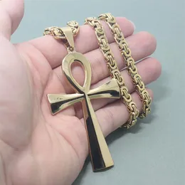 Religione egiziana Ankh Crocifisso Collane Pendenti in acciaio inossidabile Simbolo della vita Collana con croce per uomo Donna Gioielli vintage202G