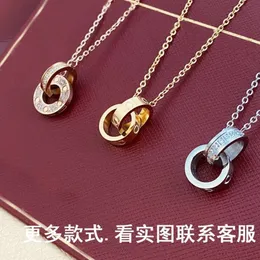 Designer Carter Ring Necklace Full Diamond Zircon Collar Chain Titanium Steel Colorless Pendant Rose Gold Necklace Gift