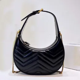 2023 Högkvalitativ designer Exploderande kvinnors lyxväska Crescent Bag Fashion Leather Classic Black Shoulder Bag