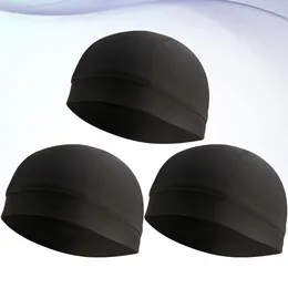Bandanas 3pcs Liner Caps Sweat Wicking Hat Cycling Inner Linning Cap Headwear For Men Outdoor Sports Black