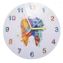 Wall Clocks Watercolour Tooth Painting Print Clock Clinic Art Non Ticking Watch Orthodontist Dentist
