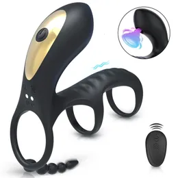 Vibratori Clitorideo Succhiare Vibratore Cock Ring Vibrante tre anelli del pene Maschio Giocattoli per adulti Stimolatori del punto G del clitoride per uomo Donna 231130