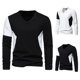 Camisetas para hombre, camisa de manga larga a juego con cuello en V, conjunto informal y de moda, manga corta para hombre