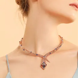 Viennois Rose Gold Color Snake Necklace For Women Chokers Necklaces Rhinestone crystal Chain Necklaces Wedding Party Jewelry J1907251n