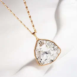 Pendant Necklaces Big Triangle Necklace With Austrian Crystal For Women Party Wedding Trendy Ladies Neck Jewelry Mother's Day Bijoux Gifts