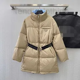 Women's Down & Parkas designer Leisure, fashionable waist belt slimming effect soft and comfortable warmth medium length bread down jacket 0SRZ