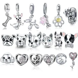 925 Sterling Silver A Dog 's Story Barboncino Cucciolo Bulldog francese Perline Fascino Adatto BISAER Charms Argento 925 Bracciale originale 2203389