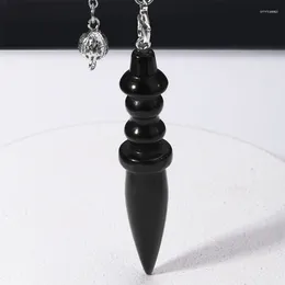 Anhänger Halsketten Wicca Naturstein Schwarzer Obsidian Kristall Pendel für Wünschelruten Weissagung Reiki Heilung Spirituelle Quarz Pendulos X137