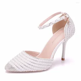 Sandals Large Size Wedding Shoes Pointed Heel Slip-on Loafers Summer Women's Big Elastic Band Girls High Comfort Stiletto Rhine