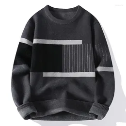 Suéteres masculinos 2024 outono inverno puxar homme high end luxo cashmere suéter masculino macio quente masculino coreano harajuku retalhos pullovers