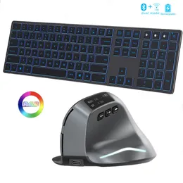 Tastaturen, hintergrundbeleuchtete Bluetooth-Tastatur für Windows, Mac OS, mehrere Geräte, wiederaufladbar und Mauskamm, Laptop, Tablet, 231130