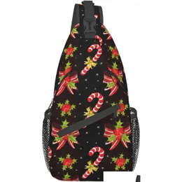 Takı Torbaları Çanta Sırt Çantası Şeker Casty Came Sevimli Noel Kar Tanesi Desen Sling Mtipurpose Crossbody Shoder Çantası Yürüyüş Yürüyüş Noel Dhtsm