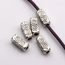 100 Stück antike silberne Legierung Swirl Rechteckrohr Spacer Perlen 4,5 mm x 10,5 mm x 4,5 mm für Schmuckherstellung Armband Halskette DIY Accesso281v