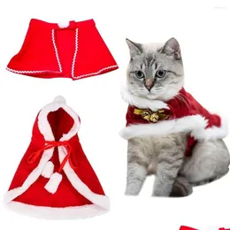 Disfraces de gatos Navidad Divertida ropa de Papá Noel para gatos pequeños Perros Año de Navidad Ropa para mascotas Trajes de gatitos de invierno Entrega de entrega a casa Dhm3K