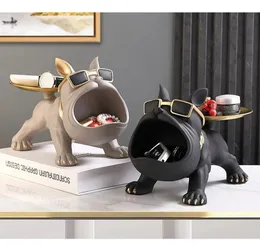 Objetos decorativos estatuetas boca grande cão chave armazenamento ornamentos estátua animal esculturas bulldog estátuas decoração presentes sala de estar 231130