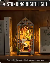DIY Book Book Kit Garden House, DIY 미니어처 서적 키트 3D 창조적 인 장식 책장 책장 삽입 성인을위한 3D 퍼즐