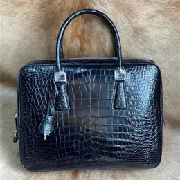 BRESCASES AUTHENTISK CROCODILE BELLY SKIN Businessmen Portfölj Laptop Bag äkta alligator läder nyckellåsstängning manlig stor handväska