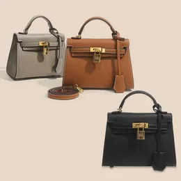 Kelysbag Designer Simple and versatile leather texture handbag high-end fashion buckle single shoulder bag niche daily commuting crossbody