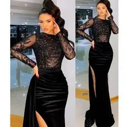 Plus Size Arabic Aso Ebi Black Luxurious Mermaid Prom Dresses Beaded Crystals Evening Formal Party Second Reception Birthday Engagement Gowns Dresses