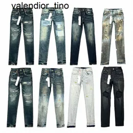 Jeans firmati da uomo Jeans viola pantaloni da donna jeans ksubi viola Viola Retro Paint Spot Piedi sottili Jeans micro elastici Pantaloni con cerniera hip-hop